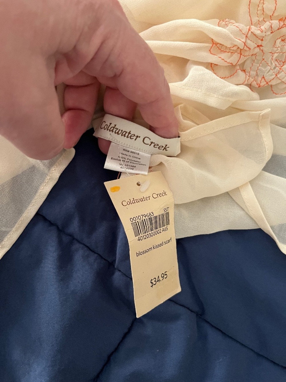 Coldwater Creek NWT lightweight embroidered scarf
